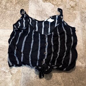 H&M Striped Black and Gray Women's Button Up Tank Top | Sz 8